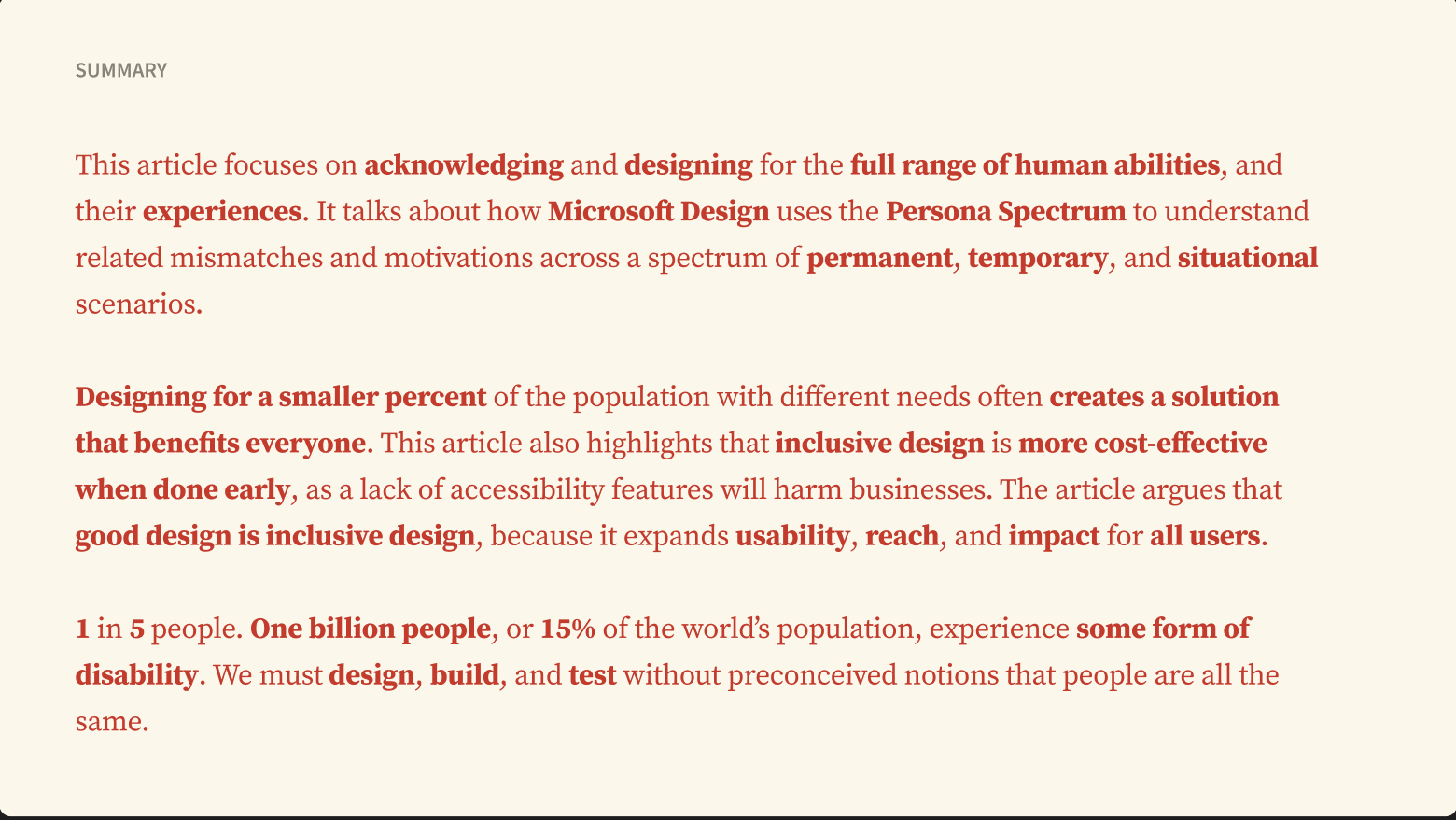This article emphasizes inclusive design by recognizing the full range of human abilities and shows how designing for diverse needs ultimately benefits everyone.<a href='https://www.youtube.com/embed/tgbNymZ7vqY' target='_blank'><p>Project Video Link</p></a>